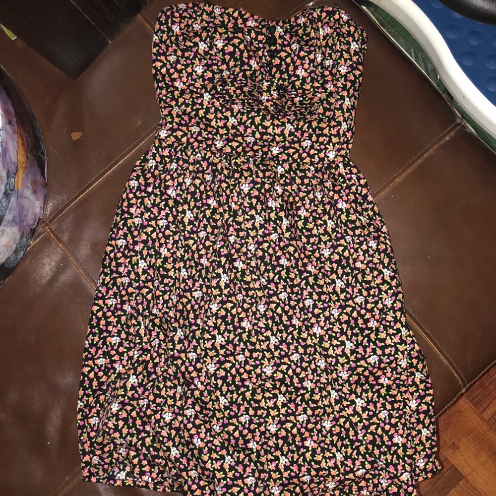 Strapless pink flower dress